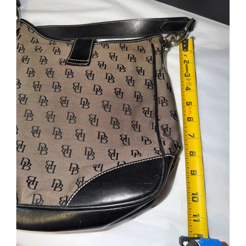 Dooney & Bourke Shoulder Bag Womens Medium Brown Monogram Canvas Leather Vintage - Picture 4 of 10